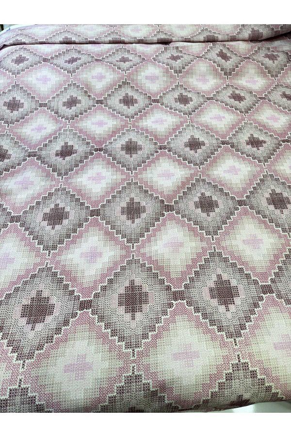 ŞENER HOME-Canvas Pattern Printed 200x240 cmDouble (BATTAL) Single Pike - Lilac 1