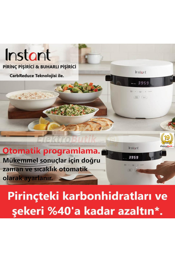 Instant Pot Pirinç Pişirici ve Buharlı Pişirici Otomatik Çok Yönlü Dijital Buharlı Pirinç Pişirici 2,8L