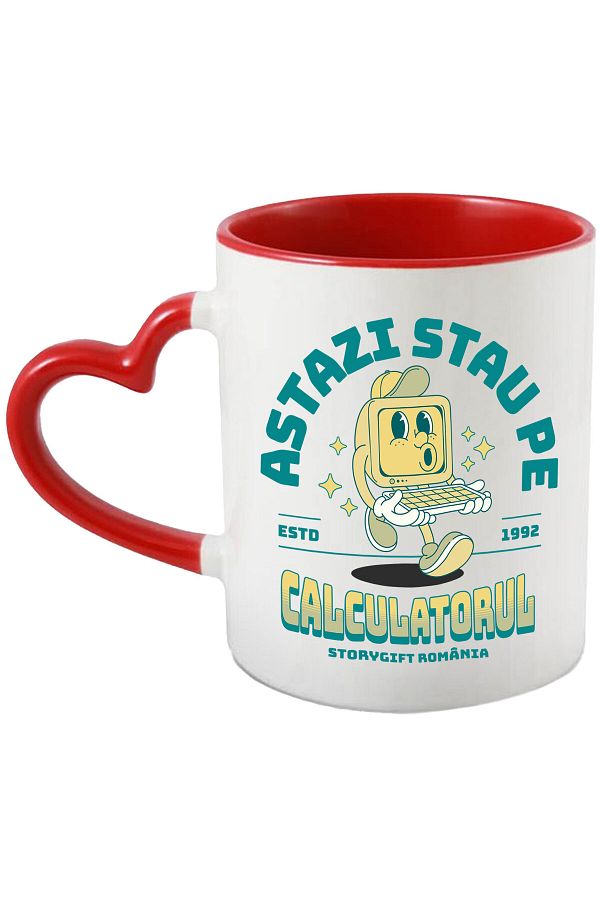 StoryGift Romania-Mug with Monitor Vintige Cheerful With Cap Keyboard Text In Romanian Language Today Stands, With Heart Handle 1