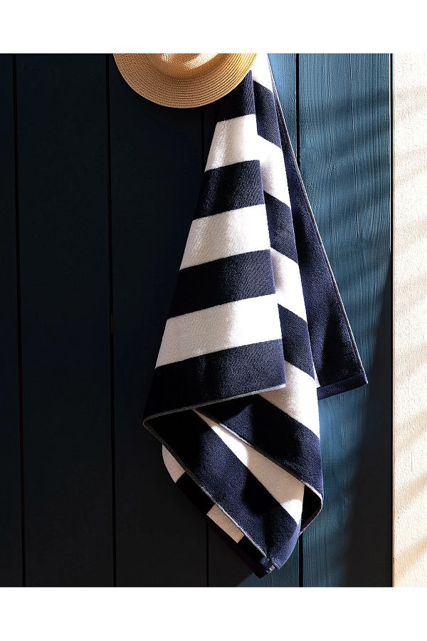 Madame Coco-Hector Beach Towel Mixed Color White and Navy Blue - 160X80 Size 1
