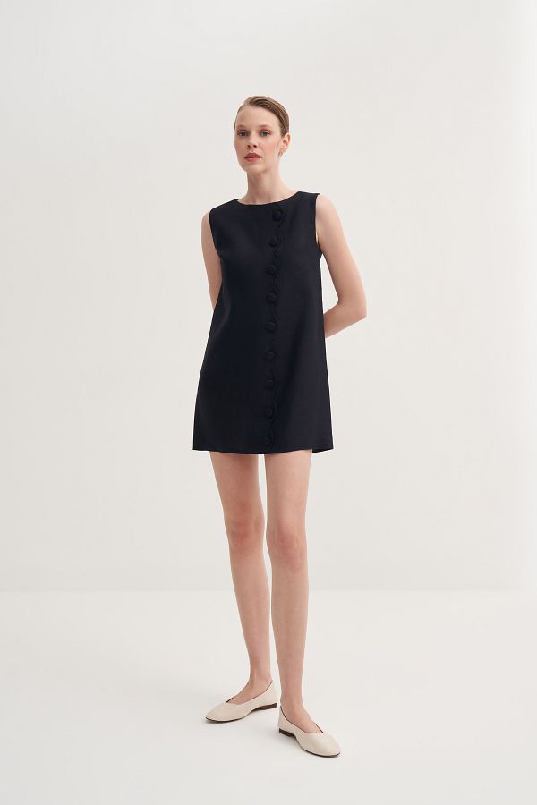 Jorbinol-Asymmetrical Buttoned Dress 1