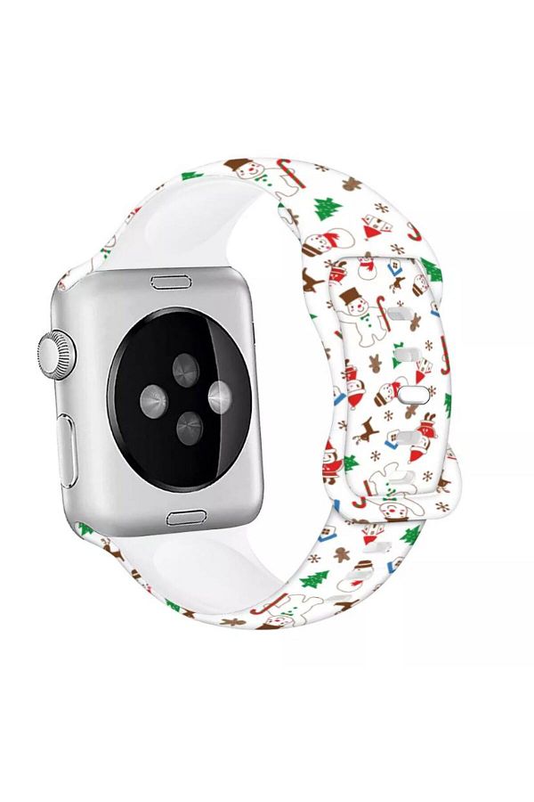 REDz Accessories-Curea de zăpadă, Sport, pentru Apple Watch, Colecția de Crăciun, silicon, albă - 44/45/46/49 mm 1