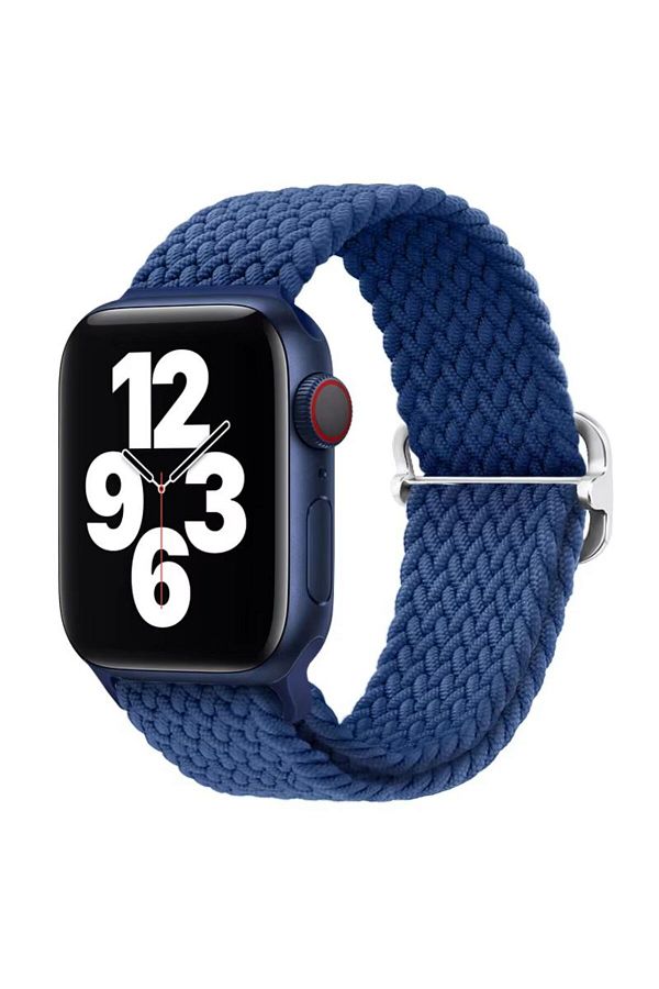 REDz Accessories-Curea Solo Loop, elastică, Apple Watch, reglabilă, aspect tricotat, material textil, albastră - 38/40/41 mm 1
