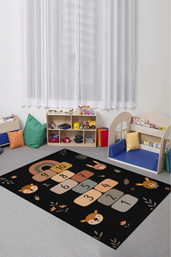YTR HOME Makinede Yıkanabilir Kaymaz Taban Leke Tutmaz Eğitici Bebek Ve Çocuk Odası Halısı Oyun Matı