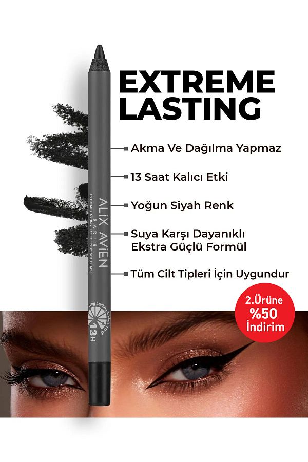 Alix Avien-Waterproof Black Eye Pencil - 13 Hour Lasting Effect - Extreme Lasting Effect Eye Pencil Black 1