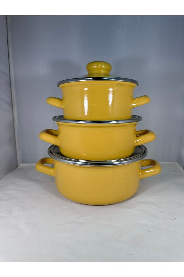EmayeBurada-Flame Enamel Mini Pot Set Enamel 6 Piece Storage Container Set 1
