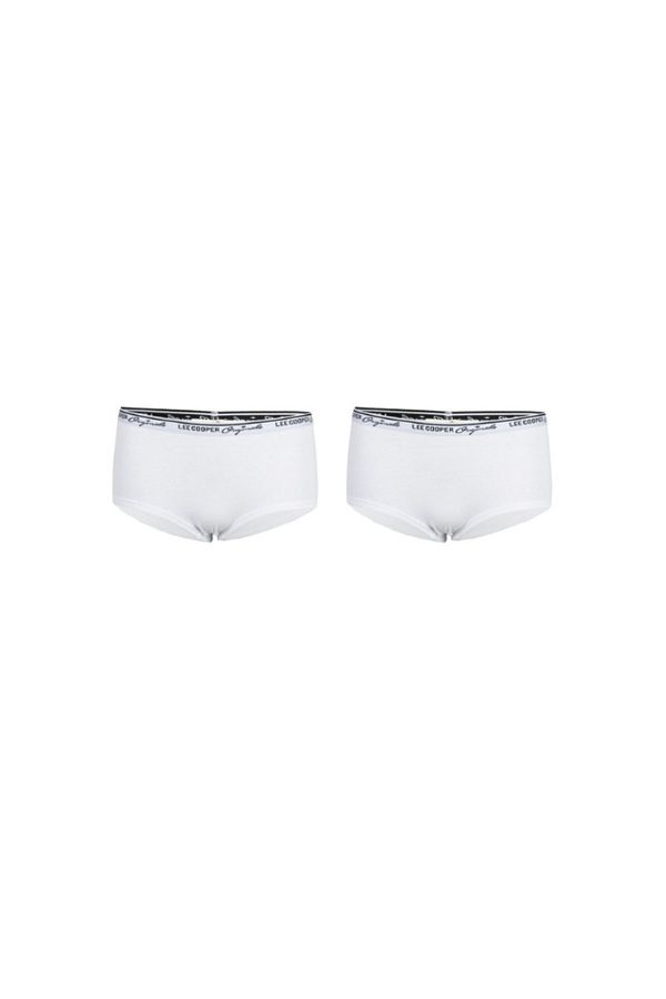 Lee Cooper-Set 2 perechi chiloti hipster cu banda logo in talie, alb, marimea XL, Lee Cooper Originals 1