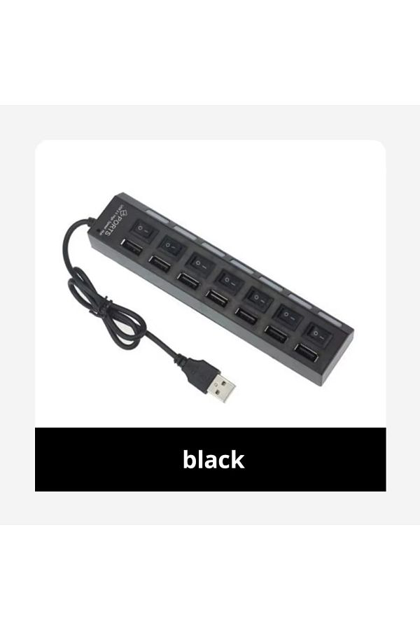 Choice-Black Switch Extension Hub 7-port USB2.0 Hub Computer USB Extension Hub One Drag Seven USB2.0 Splitt 1