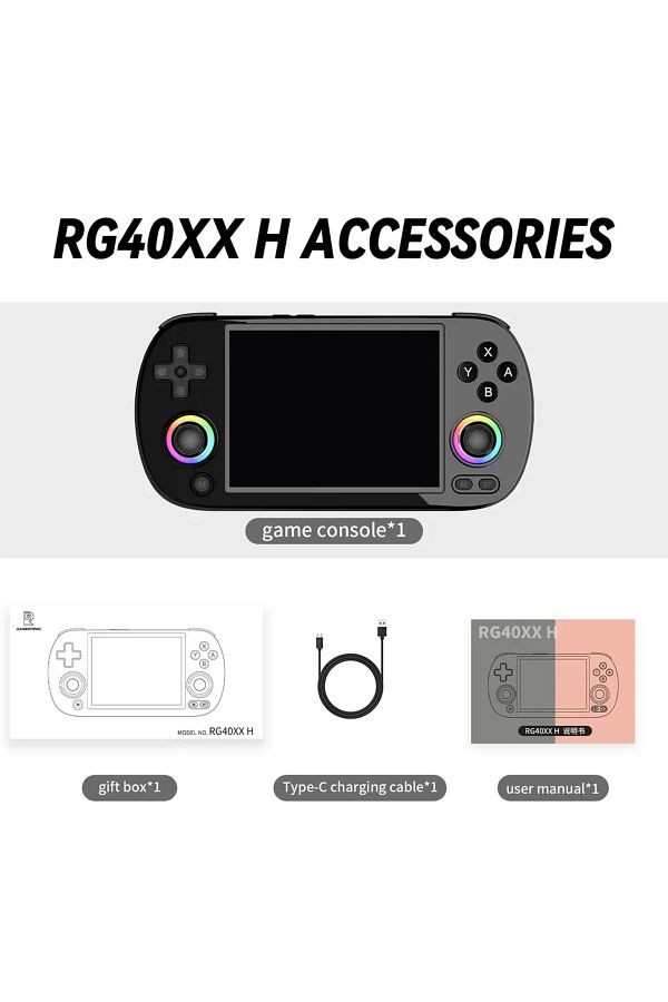 Choice-256G(11K Games) Black ANBERNIC RG40XX H Handheld Game Console 4'' Screen Linux System Joystick RGB L 1
