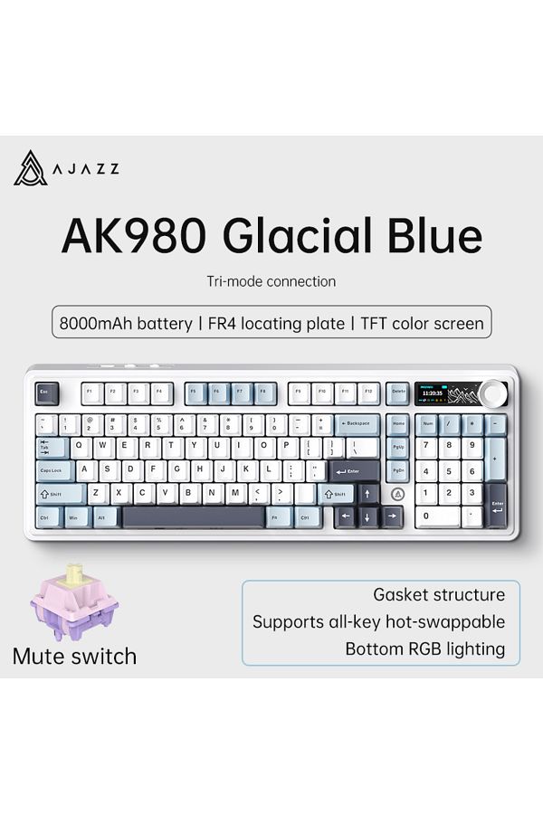 Ajazz-jy hhh AJAZZ AK980 Mechanical Keyboard Triple-mode 98 with columns gaming keyboard light sound axis 1