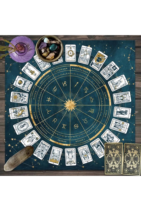 Choice-49x49cm JP161 1pc Tarot card tablecloth, 12 zodiac card game, fortune telling card mat, board game c 1