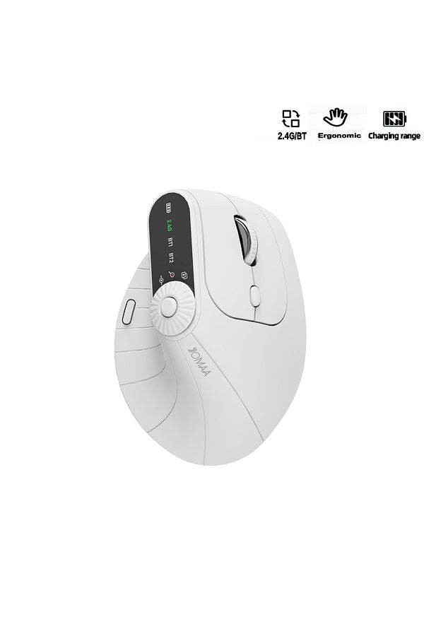 Choice-White Jomaa BT5.0 Wireless Vertical Mouse With Function Adjustment Knob 8 Buttons Rechargeable Ergon 1