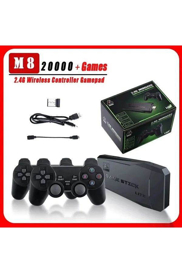 Choice-c n 32G M8 Game Console Built-in 20000 + 64GB Two-person Wireless Controller 2.4G Stick 4K HD PS1 GB 1
