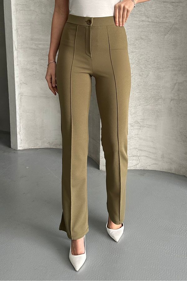 macharel jeans-Pantaloni Palazzo de damă, verde, cu talie înaltă, cu picior evazat 1