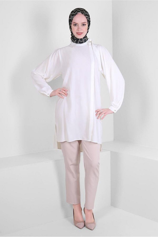 Alvina-HIDDEN BUTTON TUNIC WITH COLLAR BINDING DETAIL 43508 1
