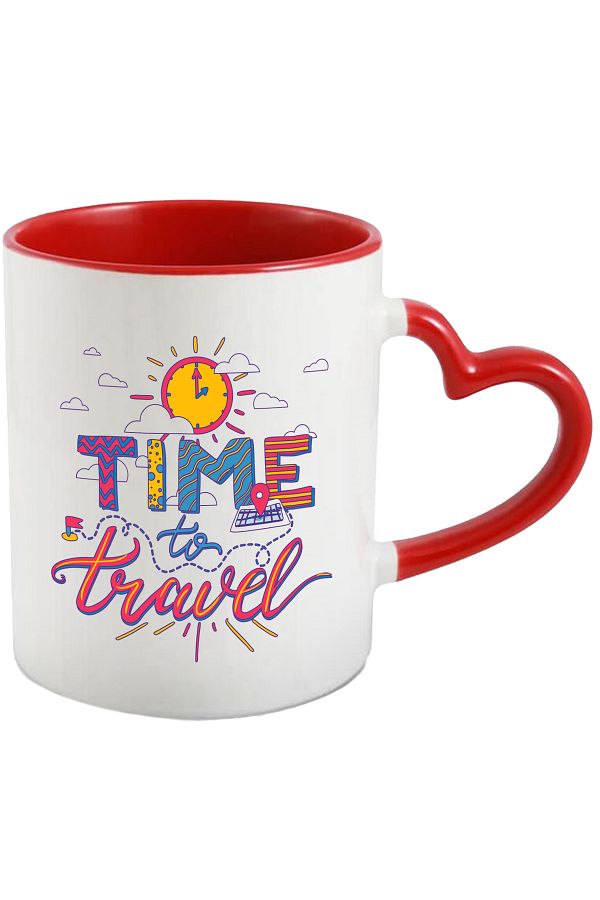StoryGift Romania-Mug With Message In English Time To Travel, Travel, Clock, Multicolor 330 Ml, Sky, With 1