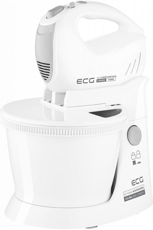 ECG-Hand Mixer With Rotating Bowl Rsm 4052, 400 W, 3.5 L, 5 Speeds, Turbo Function, White 1