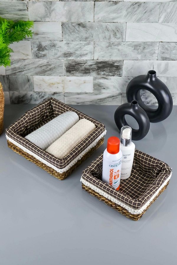AVANTAGE HOME-Lotte - 2 Pieces Rectangular Wicker Multi-Purpose Basket 29 X 19 Cm 1