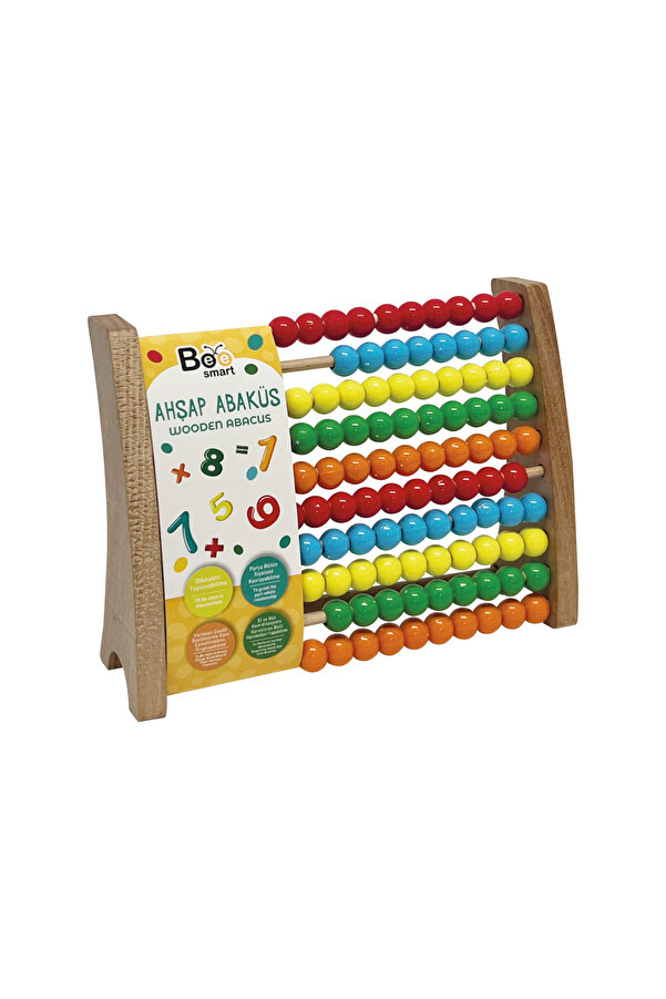 Bee Smart Ahşap Abaküs Doğal Ahşap Montessori Renkli Sayı Boncuk Eğitici Geliştiri