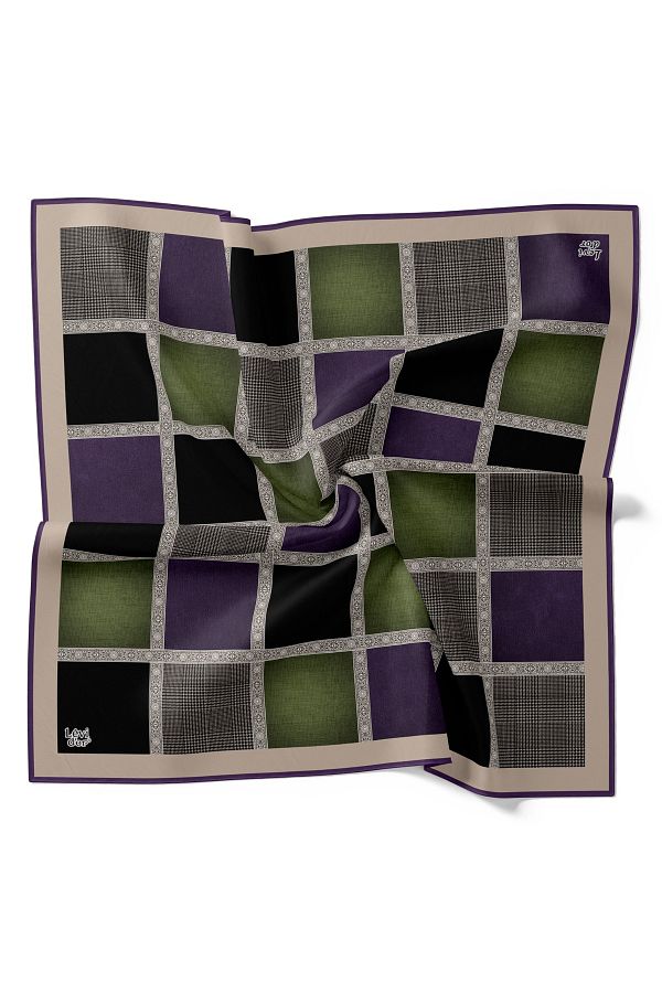 Levidor-Geometric Check Pattern Sparkling Crystal Scarf 1
