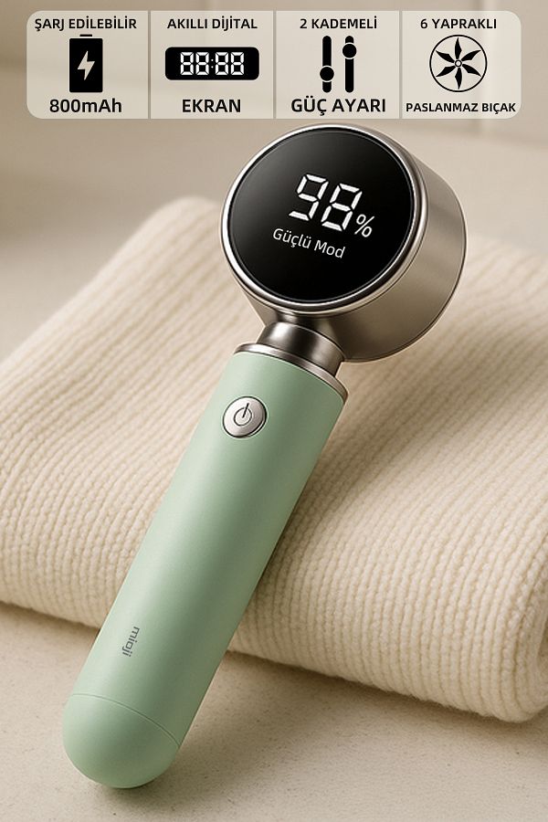 Mioji-Mio Lr6 Digital Indicator 800Mah Wireless Lint Remover Machine - Green (Lint Collector Roller Gift) 1