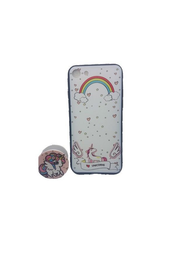 OEM-Husa Apple iPhone XR Multicolor Model Unicorn + Popsocket inclus 1