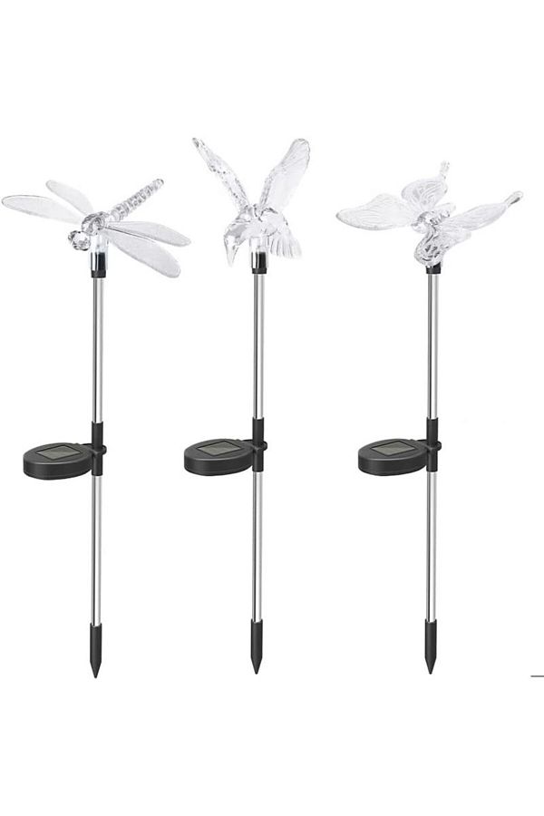 Teo-Set 3 Lampi Solare LED tip pasare-fluture-libelula, Inaltime 43 cm, , Multicolor 1
