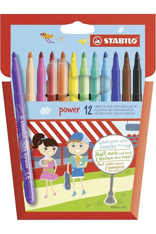 Stabilo-Power - Felt Tip Paint Pens - Pack of 12 - Assorted Colours 1