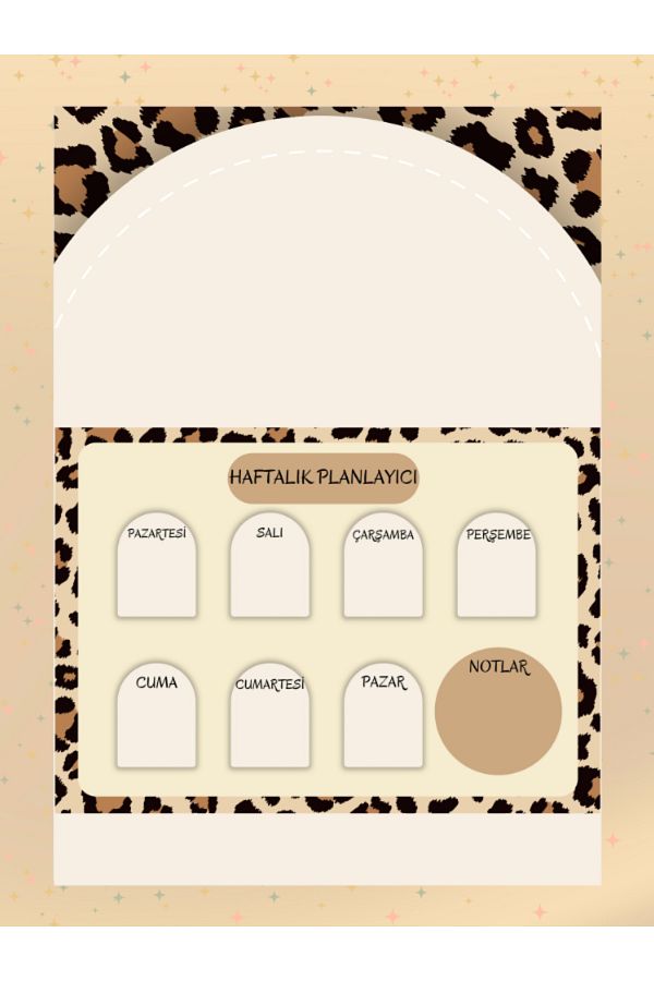 Ez&Tu Stıcker-Our Set of Leopard Patterned Weekly Planner Notepad A4-A5 Block Note- Notepad-School 1