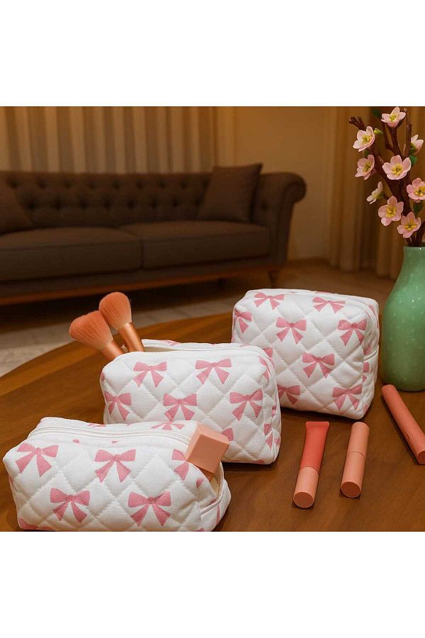 Textia Home-Set de 3 geanți de machiaj – Design colorat și convenabil 1