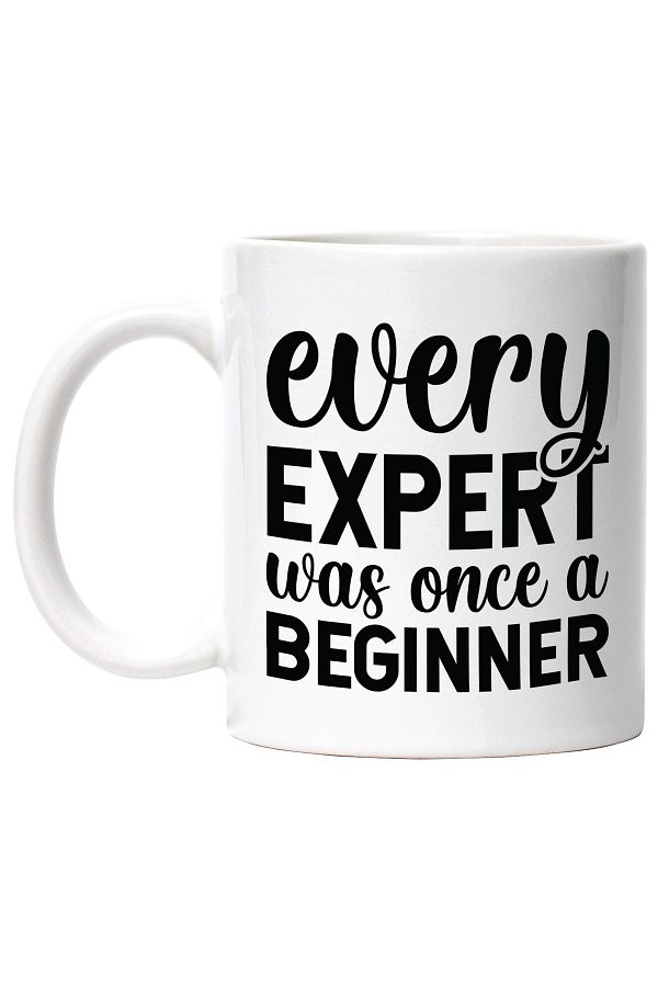 StoryGift Romania-Mug with motivational message "Every expert was once a beginner" - every expert was once a beginner, with white handle 1