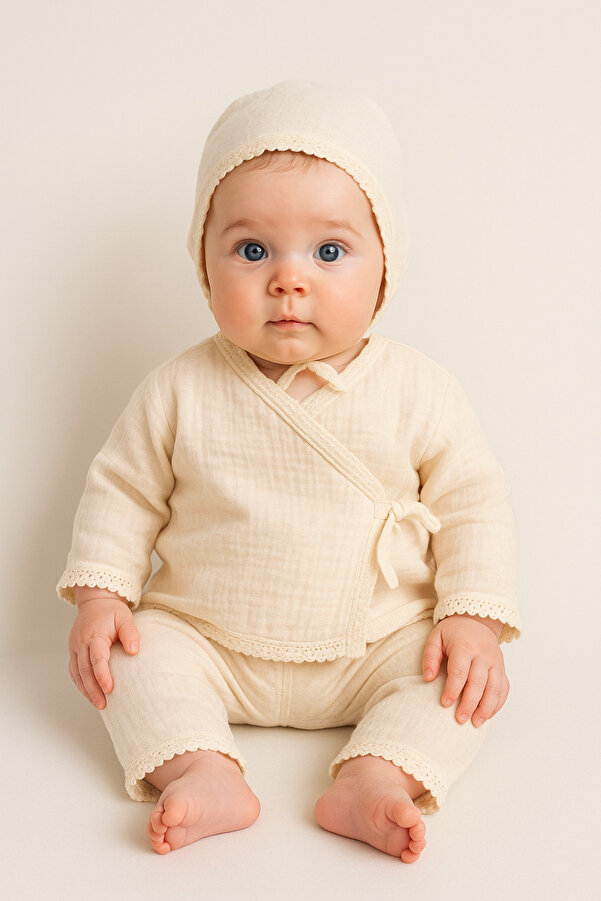 nevrankids Kız Müslin Kumaş Bi Organik Hastane Çıkışı %100 Pamuk