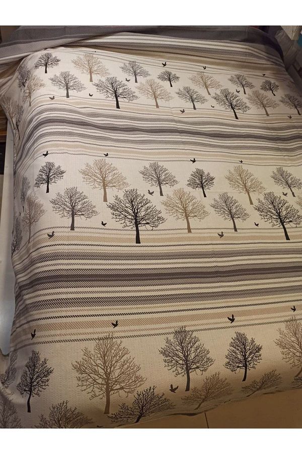 ŞENER HOME-Life Tree Pattern Printed 200x240 CmDouble (BATTAL) Single Pike - Gray 1