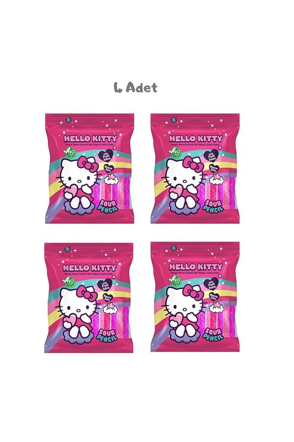 Hello Kitty-Sour Pencil Mixed Fruit Ar.Sour Filled Stick Candy 80 Gr. - 4 Pieces 1