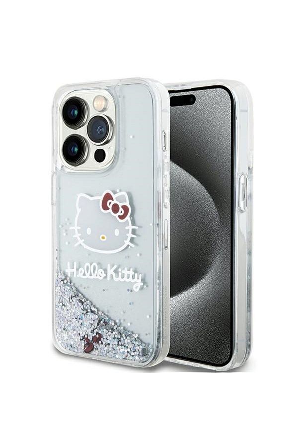 Hello Kitty-Case for IPhone 15 Pro, Liquid Glitter Hardcase, Hello Kitty - Silver 1