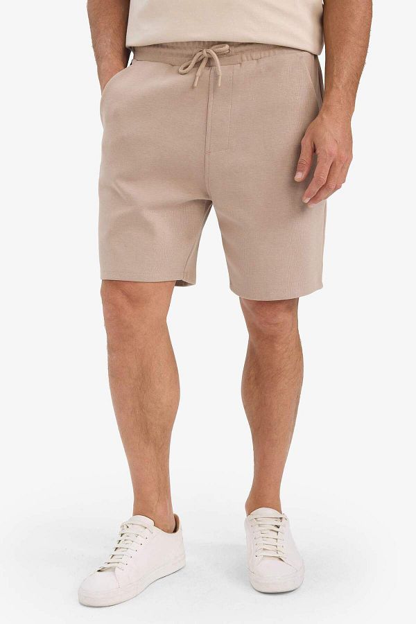DeFacto-Men's Basic Plain Shorts with Belted Waist and Pockets E2616Ax25Sm 1