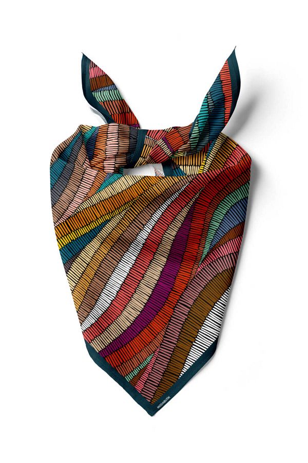 Modabutik-Bandana de dama cu model ondulat 50x50 roz albastru Dg0413-22 1