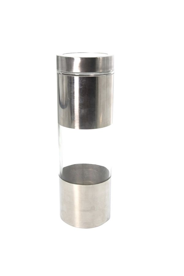 PUFO-Recipient metalic Keys pentru zahăr, cafea, ceai sau condimente, cu capac, 1,8 l, transparent/argintiu 1