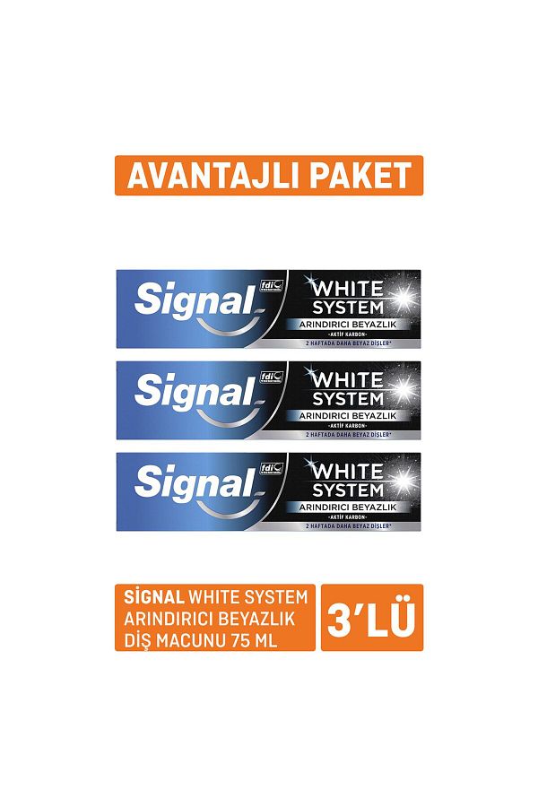 Signal-معجون أسنان وايت سيستم لتنقية البياض 75 مل × 3 1