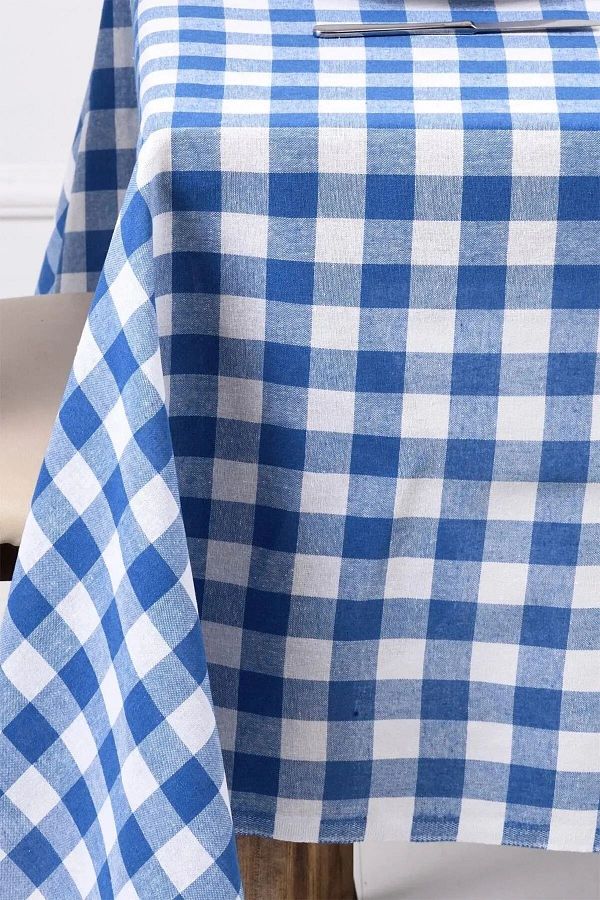 Soft Kare-Blue Large Square Pattern Gingham Tablecloth, Table Cloth, Picnic Mat 1