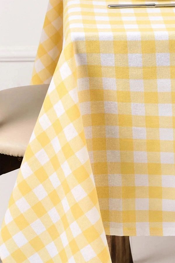 Soft Kare-Yellow Large Square Pattern Gingham Table Cloth Table Picnic Cloth 1