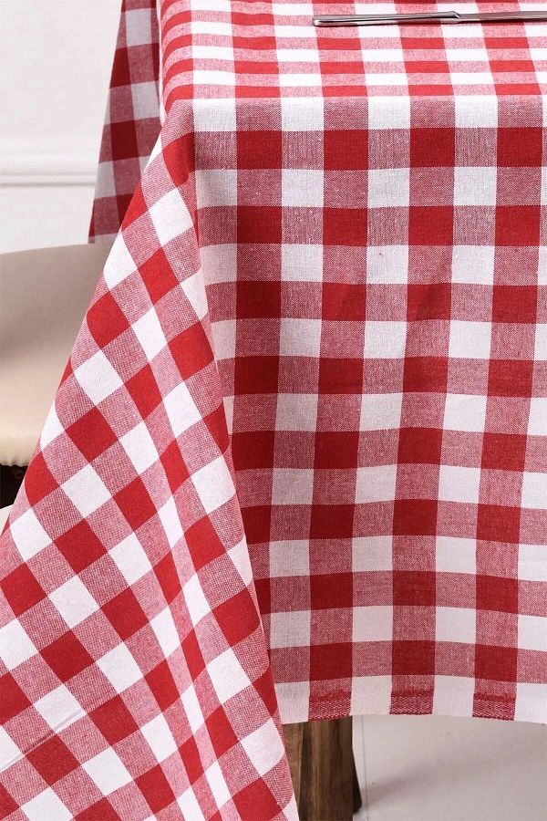 Soft Kare-Red Large Square Pattern Gingham Tablecloth, Table Cloth, Picnic Mat 1