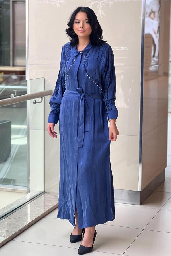 Ghisa-Studded Detailed Patterned Kupra Shirt Dress 1