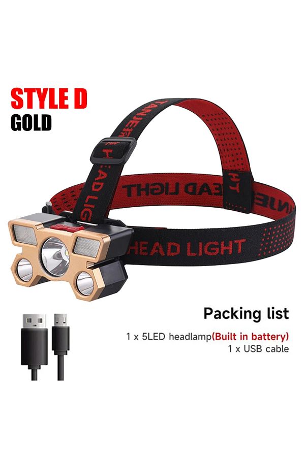 Choice-Style D 5 LED Headlamp Rechargeable with Built in 18650 Battery Strong Light Headlight Camping Adven 1