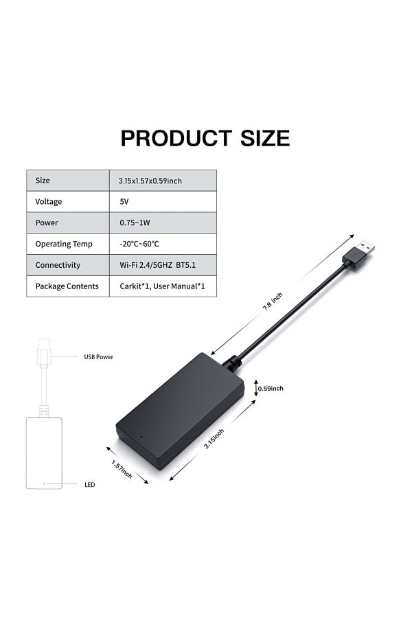 Choice-black CARABC NEW Plug and Play Carbit link to Apple Wireless CarPlay Android AUTO Box Car Navigation 1