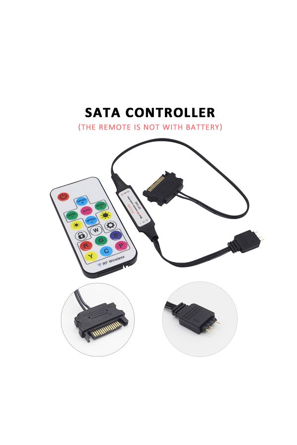 MJJC-SATA Controller SATA RGB LED Controller 5V DC 3Pin RF 17 Keys Wireless Remote Large 4Pin Addressable 1