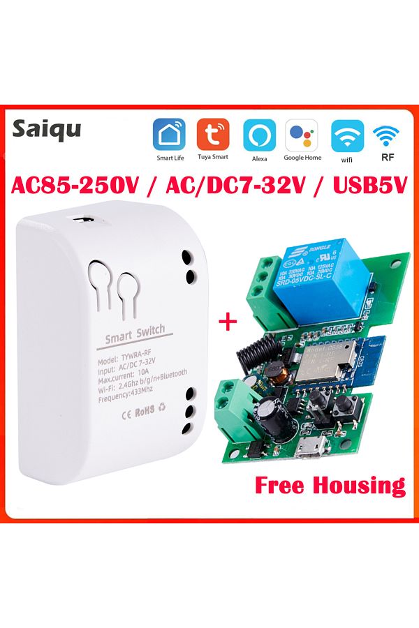 Choice-Dc7-32v Alexa Smart Switch Tuya Smart Home 1ch 10a Wireless Wifi Switch Relay Module Remote Control 1