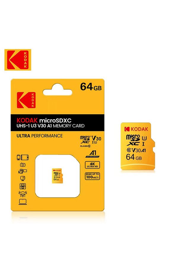 Kodak-64GB Kodak Micro SD32GB-256GB Memory Card - High Speed ​​Class 10 U3 UHS-I for Smartphones, Digital 1