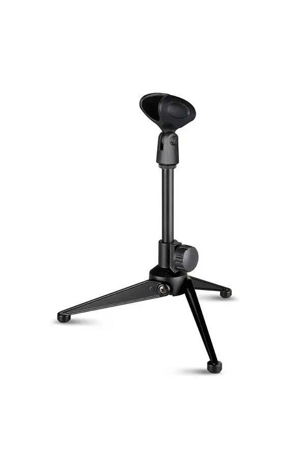 lamgool-Black Adjustable Mini Table Stand Universal Microphone Stand Desktop Tripod Portable Mic Clip Holder 1