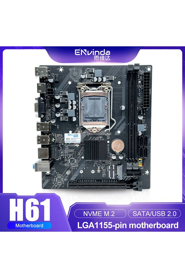 ENVINDA-مجموعة اللوحة الأم H61 LGA 1155 متوافقة مع وحدة المعالجة المركزية Intel Core من الجيل الثاني والثالث 1